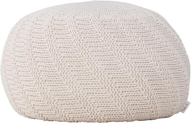 Nest living Dina Poef Crême Rond Stof Gebreid Gehaakt Scandinavisch Japandi stijl Gebroken Wit Ø 45 cm - Foto 2