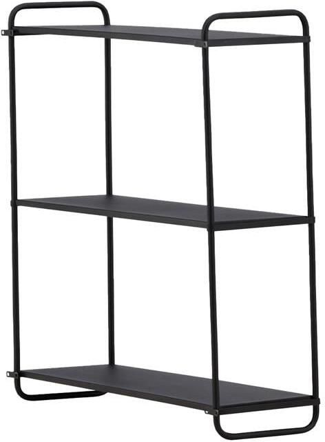 Nest living Freddy Wandrek Zwart Metaal 2 Planken Voor Keuken Woonkamer Slaapkamer Industrieel Wandplank 63 x 62 cm - Foto 2