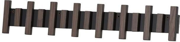 Nest living Karsten Wandkapstok Donkerbruin Hout met 8 Haken Kapstok Hal Muurkapstok 75 x 13 x 3.5 cm - Foto 2