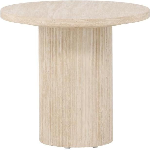 Nest living Nohr Ronde Salontafel Beige Ø 50 cm Hout Modern Scandinavisch Ronde Bijzettafel Travertine - Foto 2