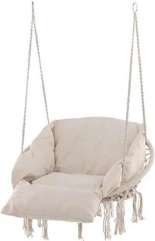 Nest Outdoor Leah katoenen tuin hangstoel beige met zitkussen