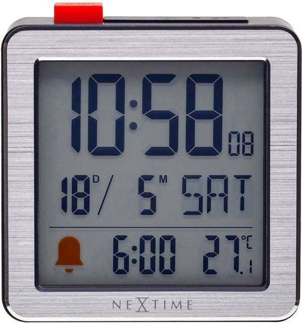 NeXtime Digitale Tafelwekker 6x6 4x2 1 cm RCC temperatuur