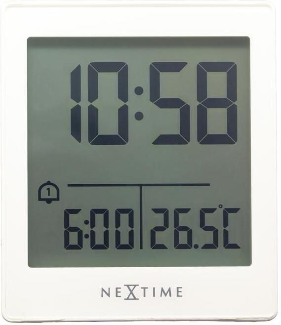 NeXtime Digitale Tafelwekker 7 7x8 9x3 cm RCC Temperatuur Wit