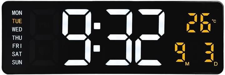 NeXtime Digitale wand|alarmklok 38 8x12 9x3 2cm-Zwart-ABS