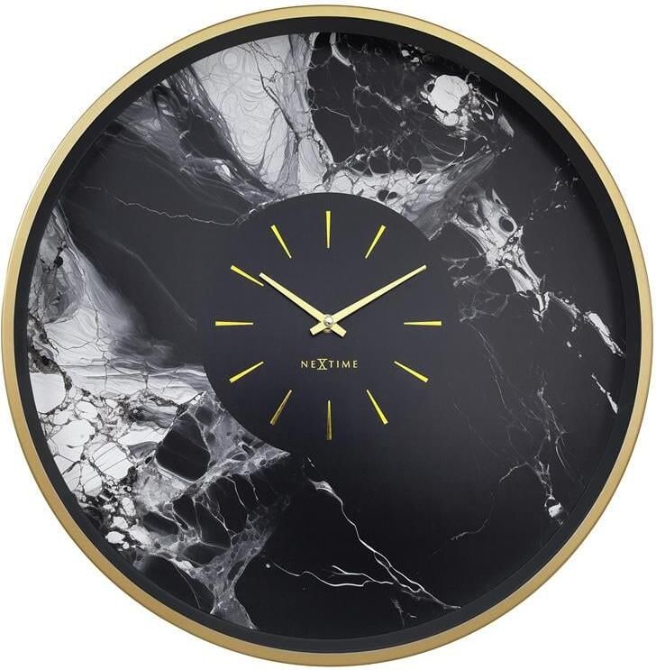 NeXtime Grote Wandklok 48cm Stil Goud|Zwart Aluminium