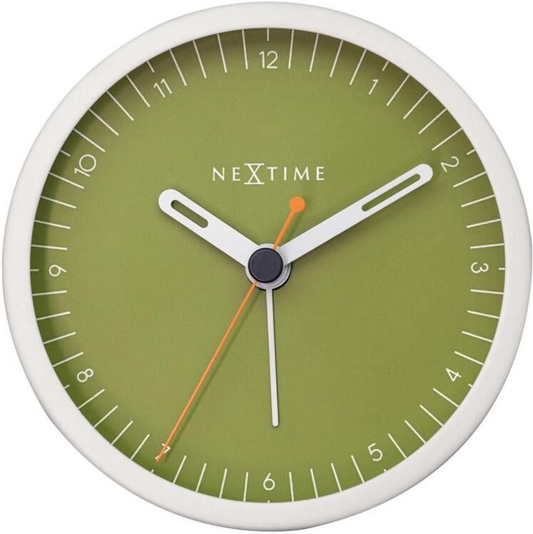 NeXtime Tafel Wekker 9x9x7.5 cm Stil Wit Groen Metaal Small - Foto 2