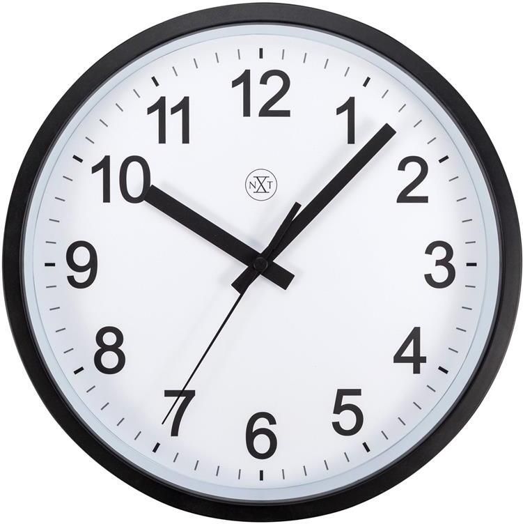 NeXtime Wandklok 25.5cm-Stil-Zwart|Wit-Plastic-nXt "Robust"