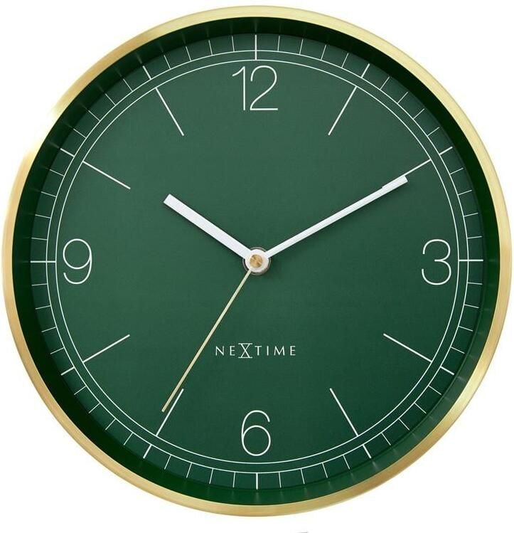 NeXtime Wandklok 25cm Stil Goud|Groen Metaal