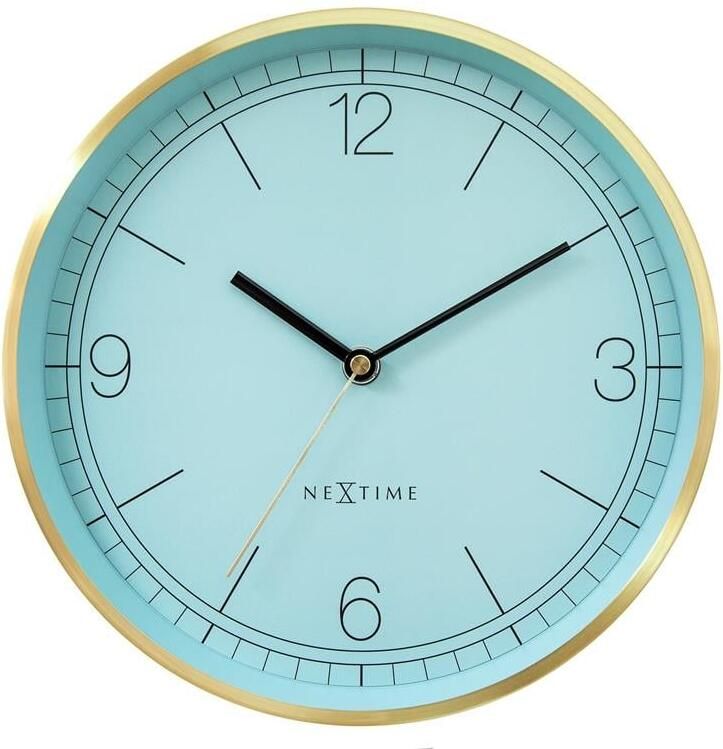 NeXtime Wandklok 25cm Stil Goud|Turquoise Metaal
