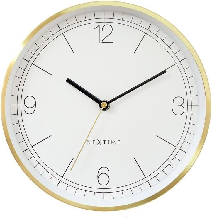 NeXtime Wandklok 25cm Stil Goud|Wit Metaal &apos;Bolero&apos;