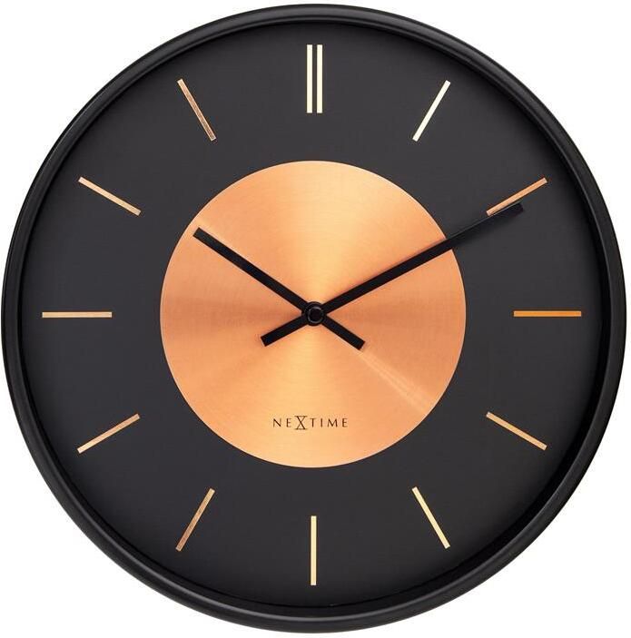 NeXtime Wandklok 25cm Stil Zwart|Koper Metaal &apos;Retro