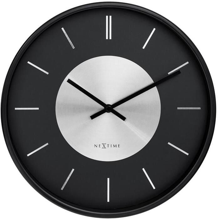 NeXtime Wandklok 25cm Stil Zwart|Zilver Metaal