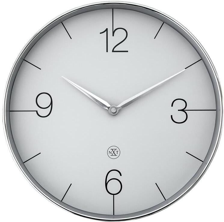 NeXtime Wandklok 30 5cm-Stil-Chroom|Groen-Plastic-nXt &apos;Finesse&apos;