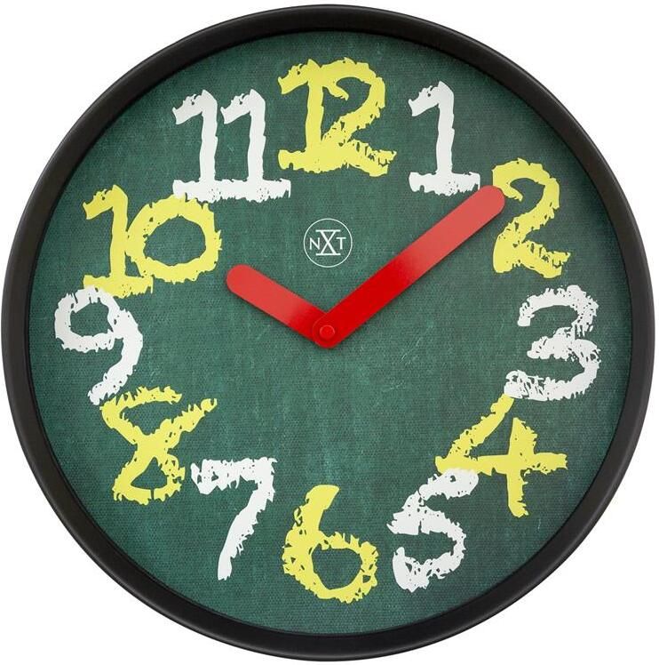NeXtime Wandklok 30cm-Stil-Groen-Plastic-nXt "Chalkboard"