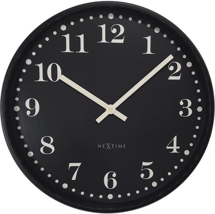 NeXtime Wandklok 30cm Stil Zwart Plastic &apos;Dickens&apos;
