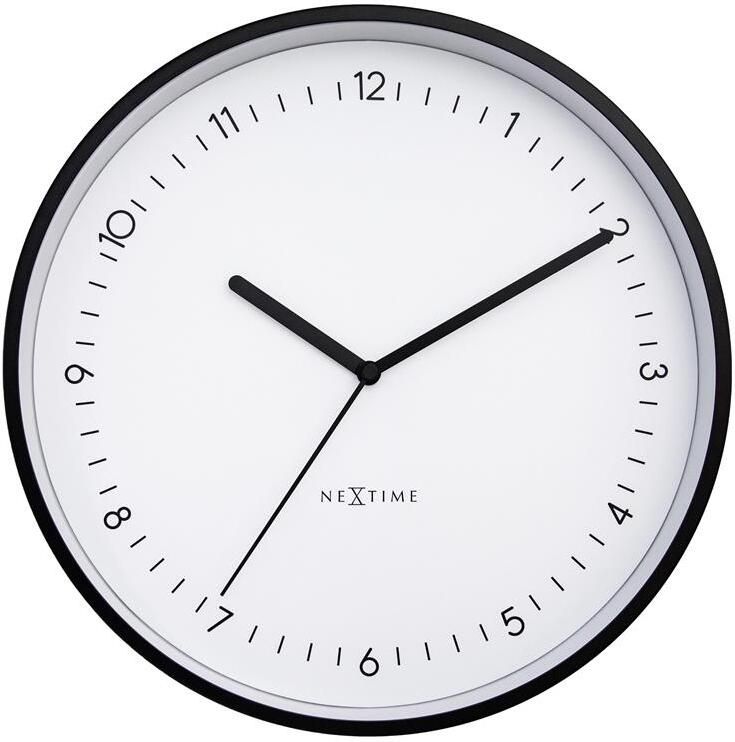 NeXtime Wandklok 30cm Stil Zwart|Wit Aluminium
