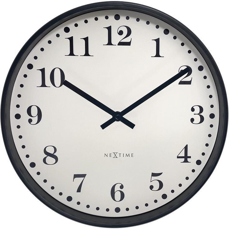 NeXtime Wandklok 30cm Stil Zwart|Wit Plastic