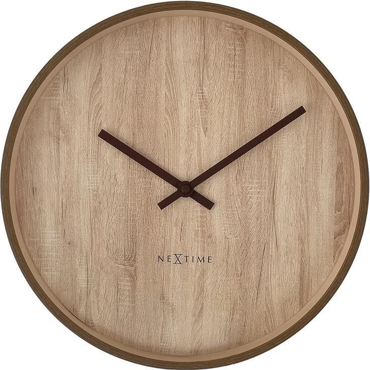 NeXtime Wandklok 30cm Stille Donkerbruin|Lichtbruin Plastic