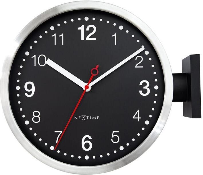 NeXtime Wandklok 32 3x28x10cm-Stil-Wit & Zwart-Aluminium