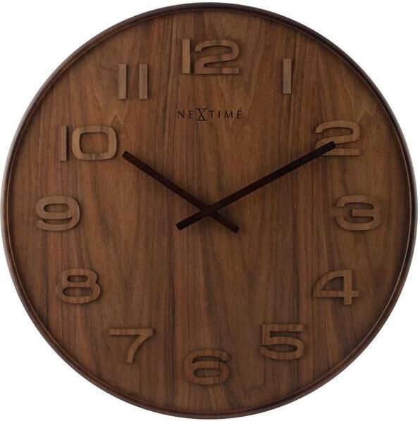 NeXtime wandklok 35 cm Hout Bruin &apos;Wood