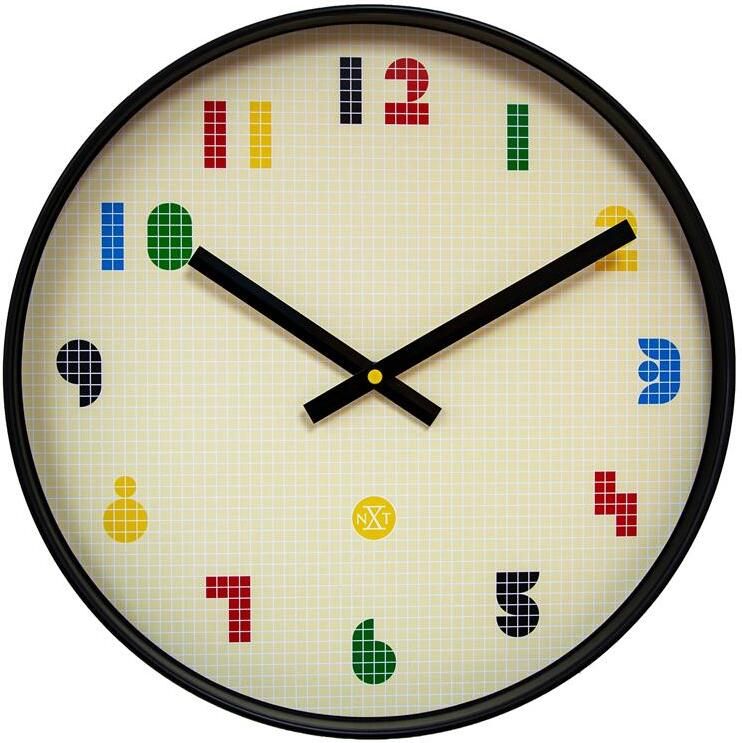 NeXtime Wandklok 35cm Stil Zwart|Multikleur ABS nXt &apos;Bit&apos;