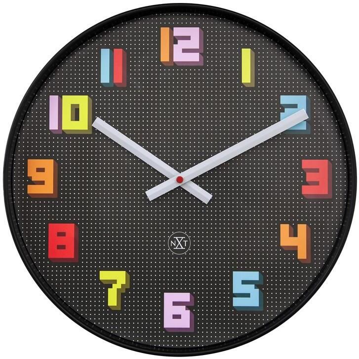 NeXtime Wandklok 35cm Stil Zwart|Multikleur ABS nXt &apos;Game&apos;