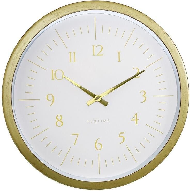NeXtime Wandklok 40 cm-Goud|Wit-Plastic- &apos;Galaxy&apos;