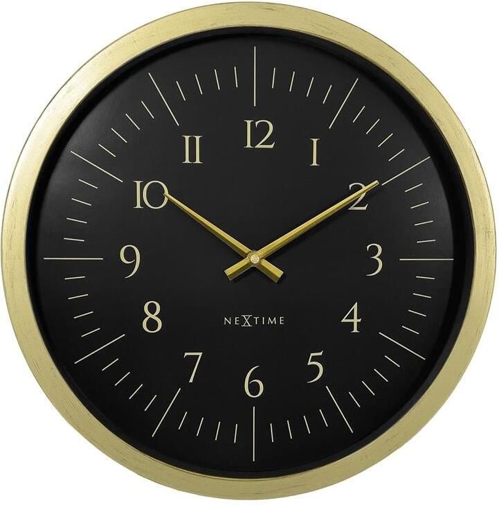 NeXtime Wandklok 40 cm-Goud|Zwart-Plastic- &apos;Galaxy&apos;