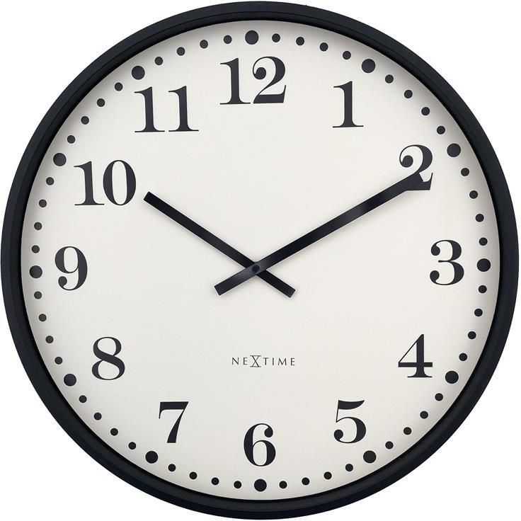 NeXtime Wandklok 50cm Stil Zwart|Wit Plastic