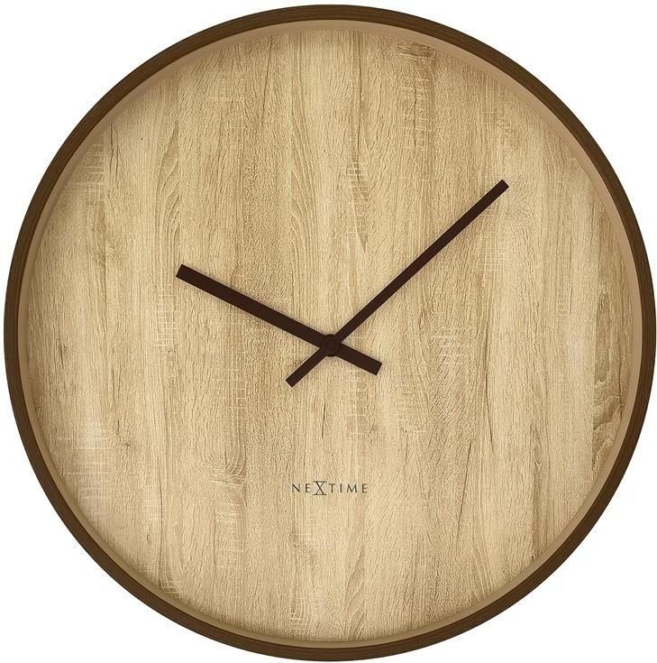 NeXtime Wandklok 50cm Stille Donkerbruin|Lichtbruin Plastic
