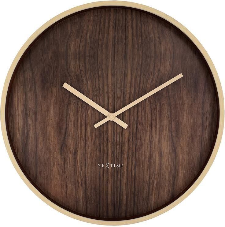 NeXtime Wandklok 50cm Stille Lichtbruin|Darkbruin Plastic