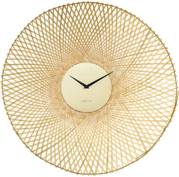 NeXtime Wandklok 60 cm Stille Bruin Bamboe 'Vortex'