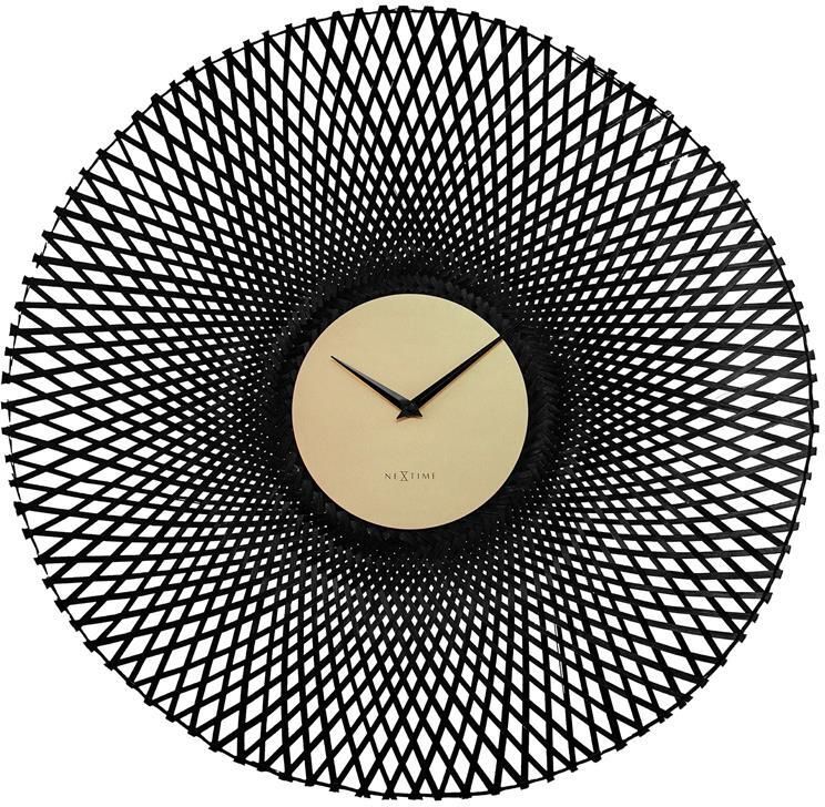 NeXtime Wandklok 60 cm Stille Zwart Bamboe 'Vortex'