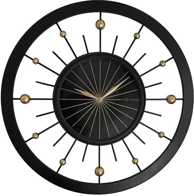 NeXtime Wandklok 60 cm Stille Zwart Metaal 'Orbit'