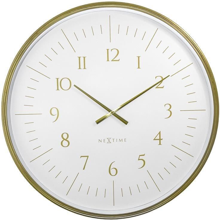 NeXtime Wandklok 77 cm-Goud|Wit-Plastic- &apos;Galaxy Large&apos;