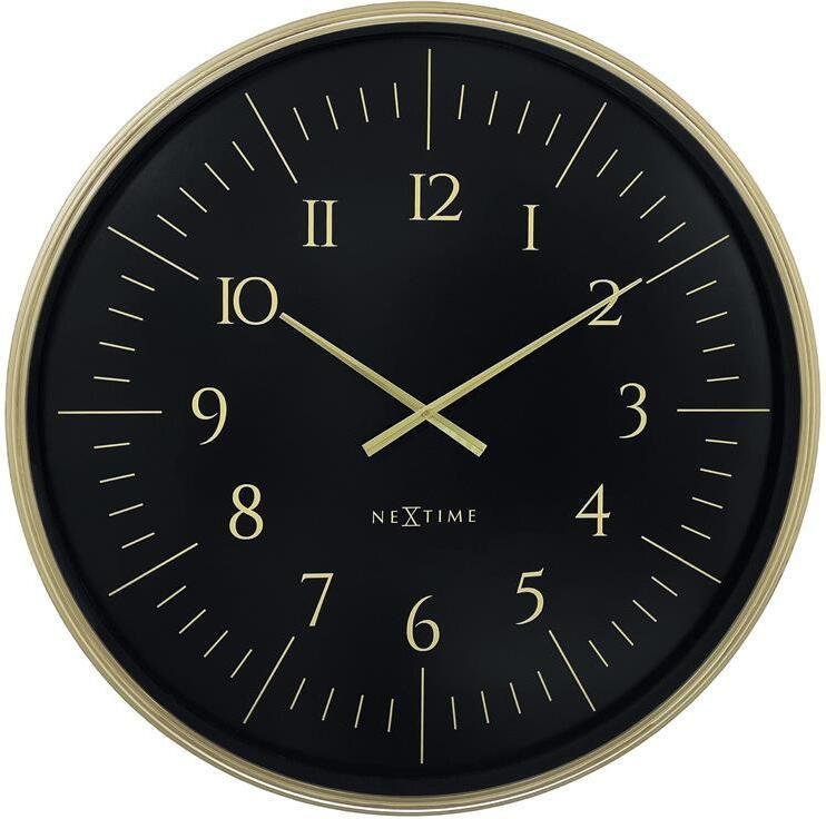 NeXtime Wandklok 77 cm-Goud|Zwart-Plastic- &apos;Galaxy Large&apos;