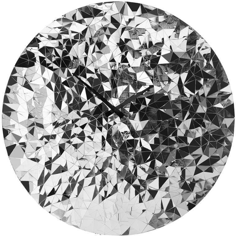 NeXtime Wandklok 80cm-Stil-Chroom-RVS- &apos;Fragment&apos;