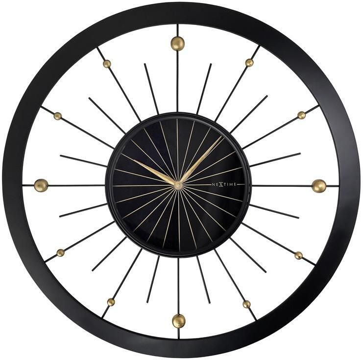 NeXtime Wandklok 90 cm Stille Zwart Metaal &apos;Orbit