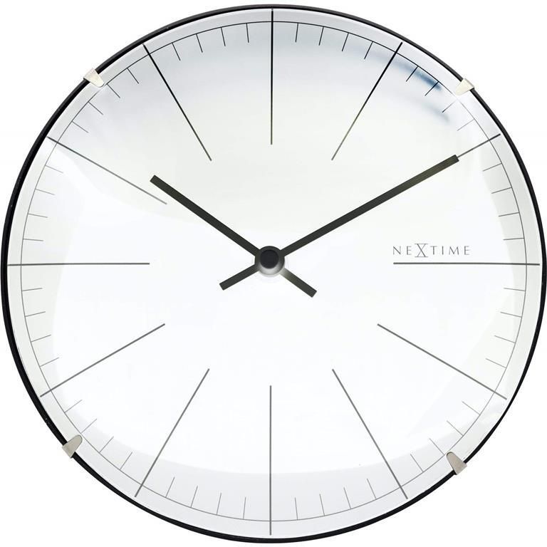 NeXtime Wandklok|Tafelklok- 20cm- Glas- Wit- &apos;Big Stripe