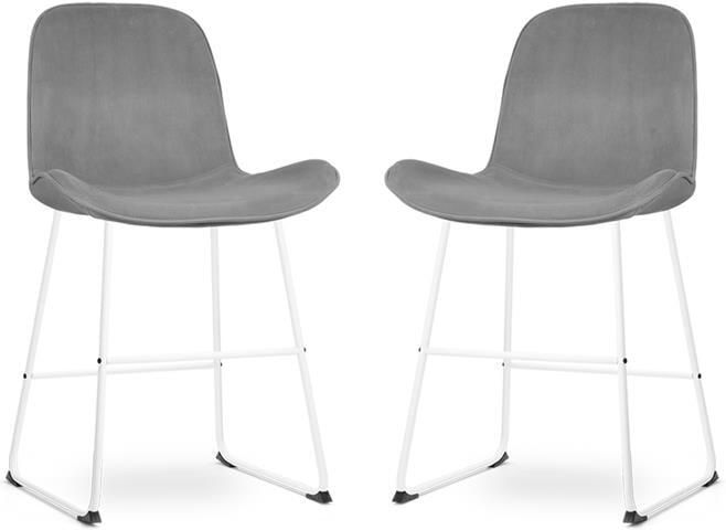 Nolon Nino-Fé Barkrukken Set van 2 Velvet Grijs Wit Onderstel 65 cm Kookeiland met Rugleuning Velours - Foto 2