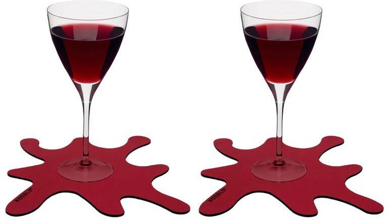 NOOBLU SPLASH onderzetters 15x15 cm Ruby red Set van 6