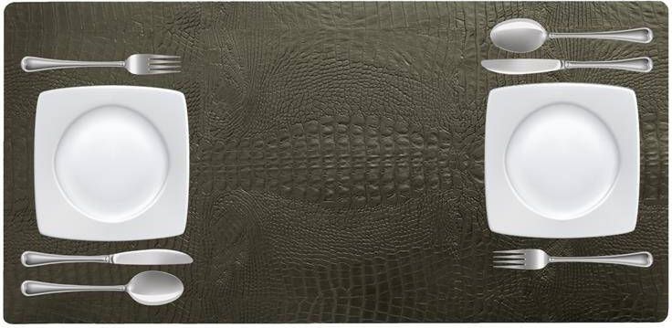 NOOBLU Tafelloper DUBL Croco Olive green 85 cm 1 tafelloper