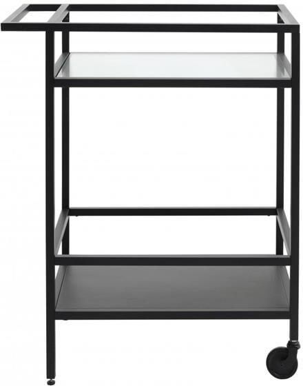 Nordic Home Olan glazen bijzettafel met wieltjes zwart - Foto 2