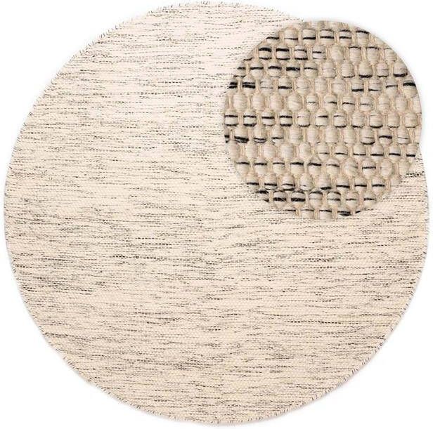Nordic Weavers Rond wollen vloerkleed Ulstein wit|zwart 200 cm