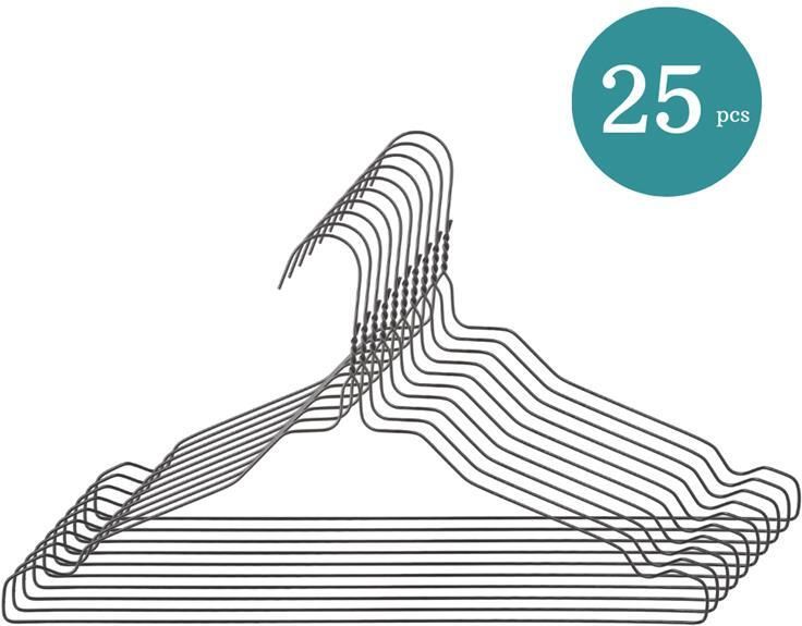 Nordix Kledinghangers Set 25 stuks Metaal Zwart Draadhanger Kleerha...