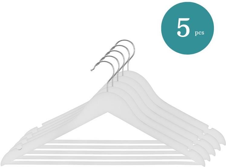 Nordix Kledinghangers Set 5 stuks Wit Hout Kleerhangers