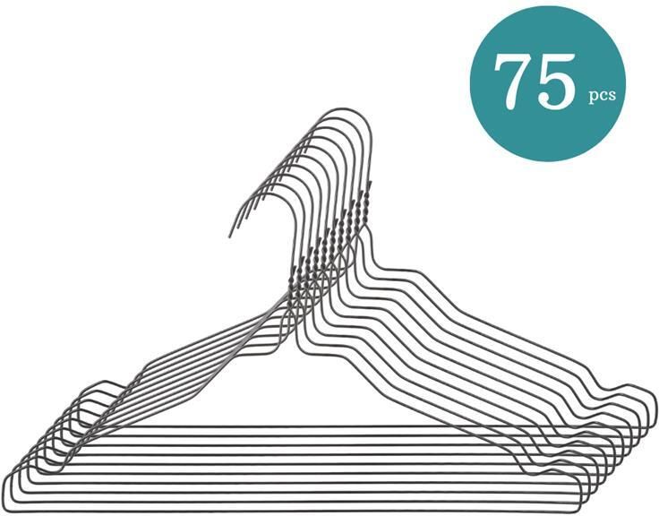 Nordix Kledinghangers set 75 stuks Metaal Zwart Draadhanger Kleerha...