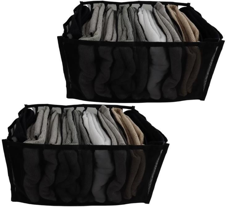 Orange85 Kledingkast Organizer Opbergsysteem Broeken Lade Organizer Lade Organizer 9 Vakken Zwart 2 stuks Ordenen - Foto 2