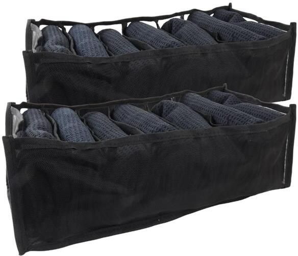 Orange85 Kledingkast Organizer Opbergsysteem Lade 7 Vakken Zwart 2 stuks - Foto 2