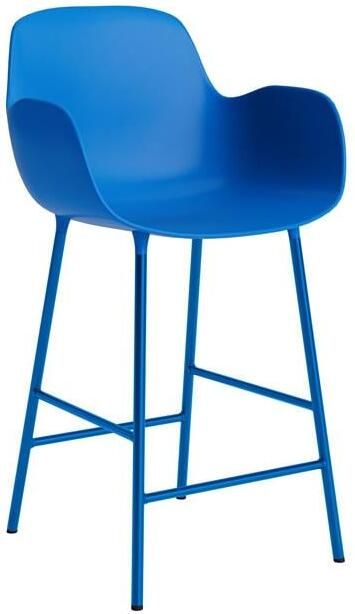 Normann Copenhagen Form Barkruk High 65 cm met Armleuning Staal Bright Blue